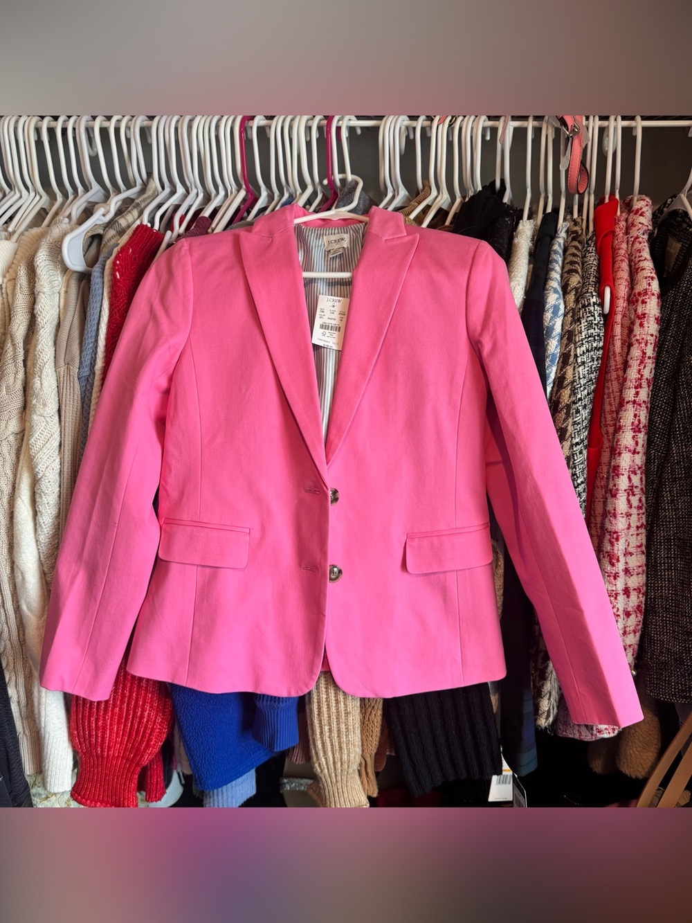 J. Crew Bright Pink Classic Notch-Lapel Blazer